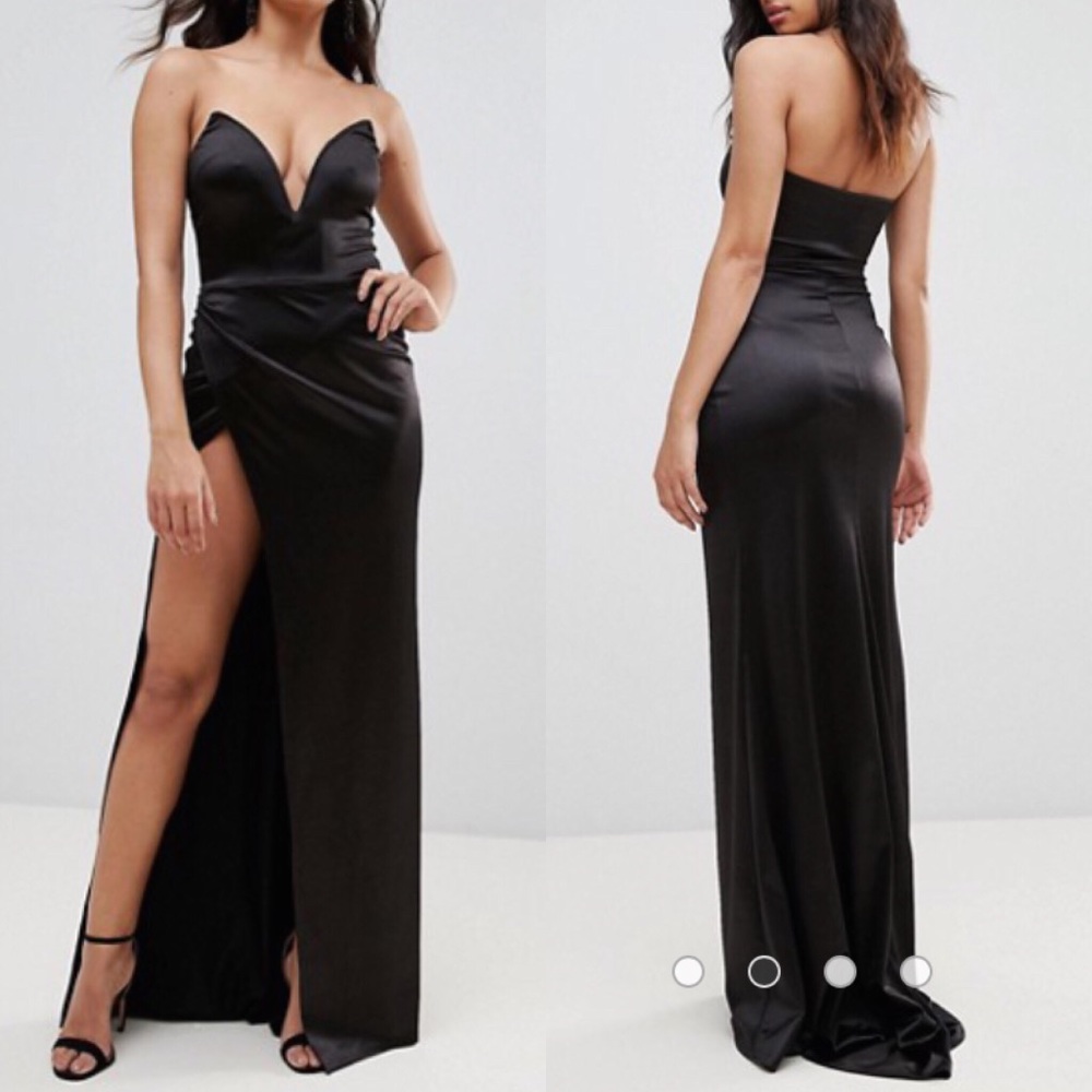 ASOS Plunge Neck Maxi W/Thigh High Slit.